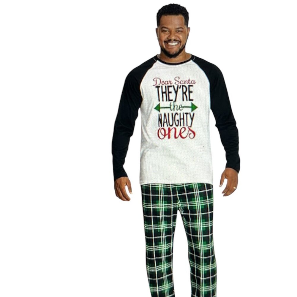 Christmas Dear Santa White Black Red Holiday Long Sleeve T-Shirt Mens:  2XL